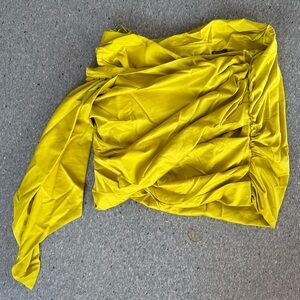 PrettyLittleThing Mustard Satin Top